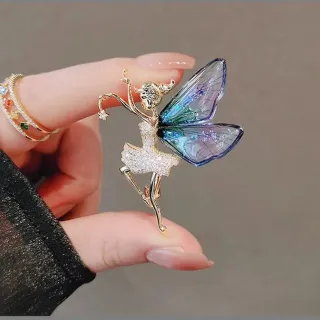 Luxury Zircon Fairy Girl Brooch Pin